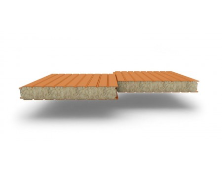 Сэндвич-панели стеновые с наполнителем из минеральной ваты толщиной 100 мм, Ширина-1000 мм, Полиэстер RAL2004