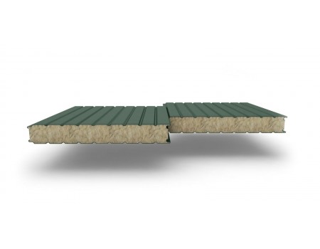 Сэндвич-панели стеновые с наполнителем из минеральной ваты толщиной 120 мм, ширина панели 1190 мм, Полиэстер RAL6005