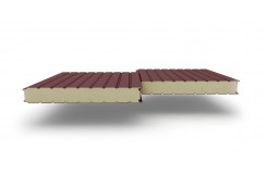 Сэндвич-панели стеновые с наполнителем из пенополиизоцианурата толщиной 150 мм, Ширина-1160 мм, Полиэстер RAL3009