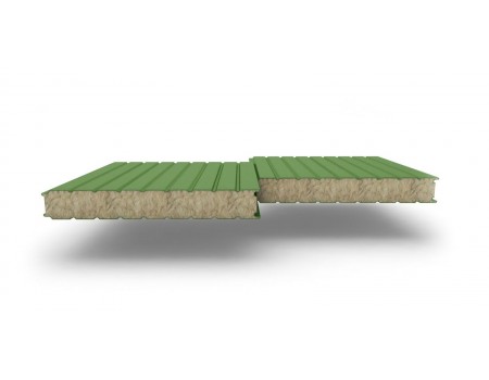 Сэндвич-панели стеновые с наполнителем из минеральной ваты толщиной 180 мм, c шириной 1160 мм, Полиэстер RAL6002