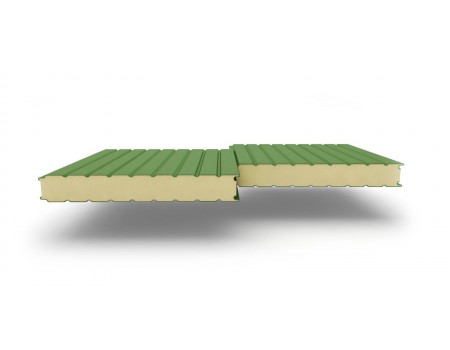 Сэндвич-панели стеновые с наполнителем из пенополиуретана толщиной 120 мм, ширина панели 1000 мм, Полиэстер RAL6002