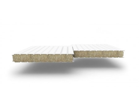 Сэндвич-панели стеновые с наполнителем из минеральной ваты толщиной 80 мм, Ширина-1000 мм, Полиэстер RAL9003
