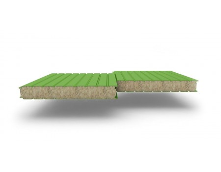 Сэндвич-панели стеновые с наполнителем из минеральной ваты толщиной 100 мм, Ширина-1000 мм, Полиэстер RAL6018