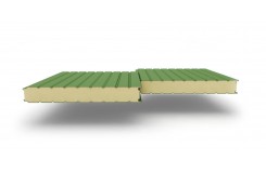 Сэндвич-панели стеновые с наполнителем из пенополиуретана толщиной 180 мм, Ширина- 1000 мм, Полиэстер RAL6002