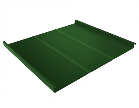 Фальц двойной стоячий Line 0,45 PE с пленкой на замках RAL 6002 лиственно-зеленый