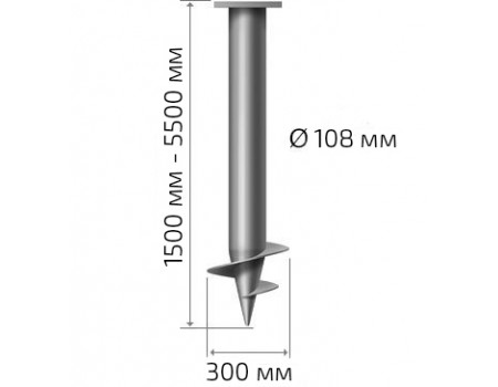 Винтовая свая 108 мм стандартная длина: 5000 мм