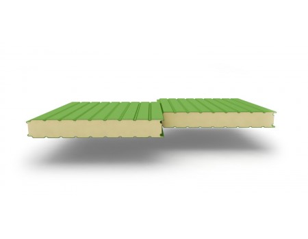 Сэндвич-панели стеновые с наполнителем из пенополиуретана толщиной 150 мм, ширина панели 1190 мм, Полиэстер RAL6018