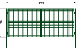 Ворота «Аврора» - каркас со сварной сеткой + 2 столба / RAL 8017 / 1.5м